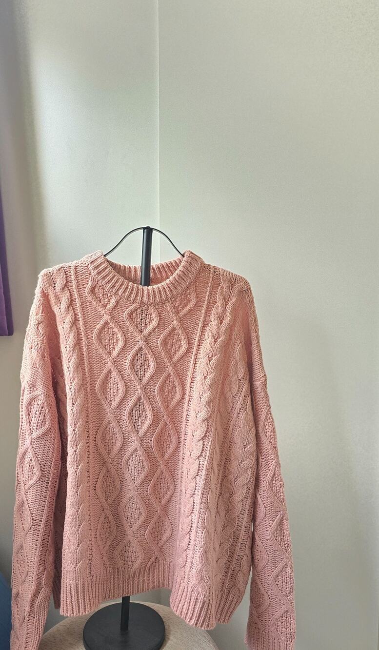 Simply Couture Womens XL Pink Cable Knit Sweater Cotton Blend Pullover